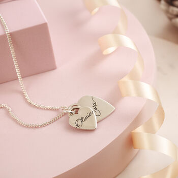 Heart Tags Script Name Silver Necklace, 3 of 8