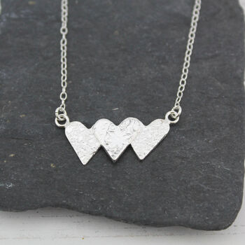 Sterling Silver Triple Heart Necklace, 4 of 5