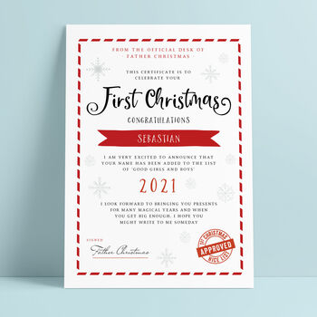 Personalised First Christmas Nice List Certificate, 2 of 2