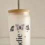Personalised Frosted Glass Tumbler With Bamboo Lid, thumbnail 2 of 5