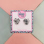 Black And White Cow Glitter Stud Earrings, thumbnail 1 of 5