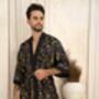 Men's Navy And Gold Batik Kimono Robe, thumbnail 1 of 8