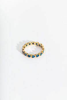 Blue Sparkly Heart Gold Vermeil Plated Stacking Ring, 6 of 9