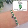Sterling Silver May Emerald Beaded Bracelet: May Birthstone, Personalised Heart Charm, thumbnail 1 of 6