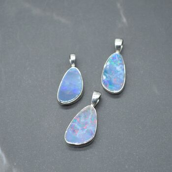 Blue Opal Pendant: Sterling Silver, Teardrop, 3 of 8