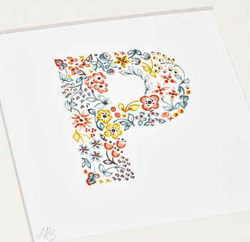 Personalised Floral Initial Letter Name Print, 10 of 10