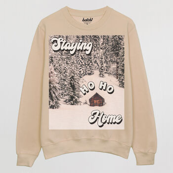 Staying Ho Ho Home Women's Christmas Jumper, 6 of 6