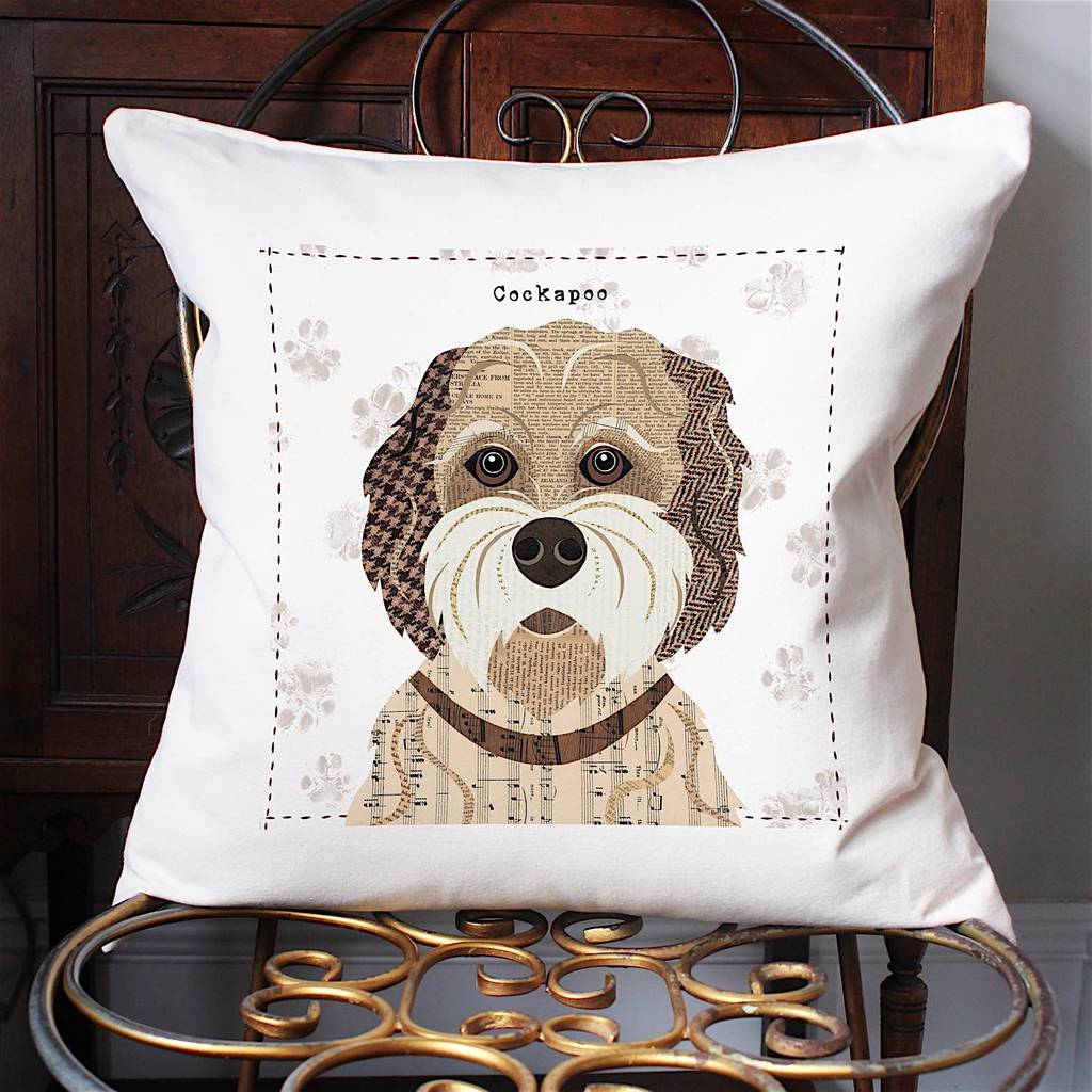 black cockapoo cushion