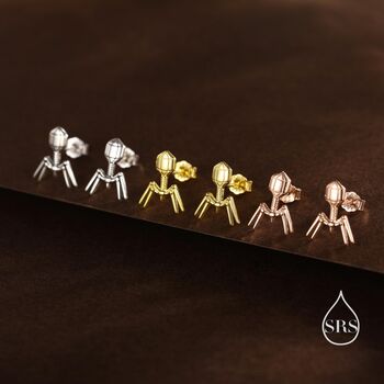 Sterling Silver Bacteriophage Stud Earrings, 2 of 12
