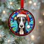 Whippet Black And White In Santa Hat Suncatcher Decoration, thumbnail 3 of 6