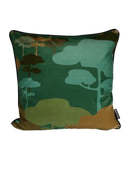 Retro Tree Velvet Cushion Kingfisher, 4 of 7