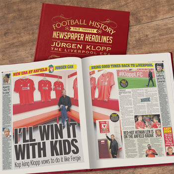 Jürgen Klopp Liverpool Years Personalised Football Gift Newspaper History Book, 6 of 10