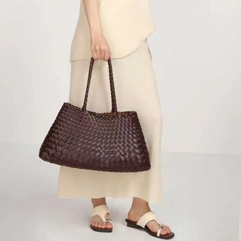 Woven Leather Shoulder Beach Bag, 10 of 12