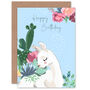 Llama With Succulents And Flowers Birthday Card, thumbnail 2 of 4