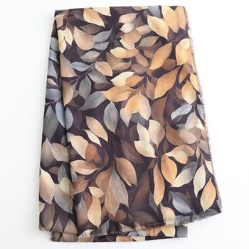 Autumn Whisper Leaf Print Scarf, 3 of 7