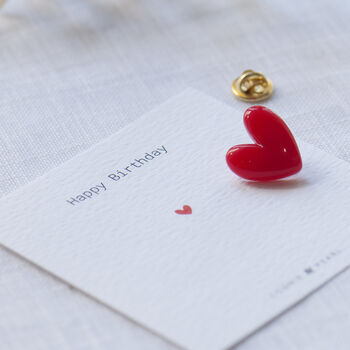 Vivid Red Love Heart Pin On Giftcard, 5 of 12