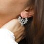 Sterling Silver Dangly Lace Heart Earrings, thumbnail 9 of 10