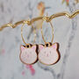 Cat Charm Gold Plated Hoop Earrings, thumbnail 1 of 7