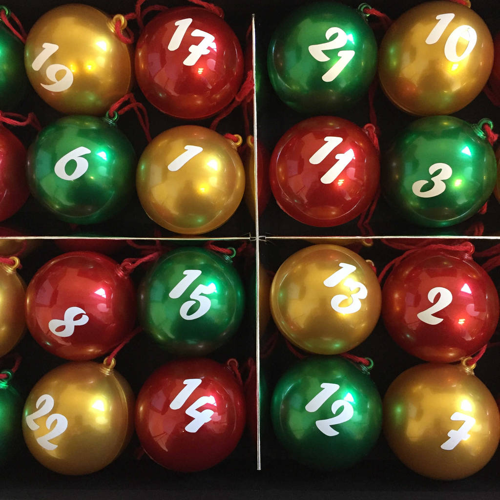 Sweet Filled Coloured Baubles Christmas Advent Calendar By Cocoapod