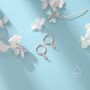 Sterling Silver Extra Skinny Moon Dangle Huggie Hoop Earrings, thumbnail 4 of 11