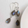 Sterling Silver Double Labradorite Dangly Teardrops, thumbnail 2 of 3