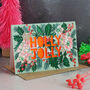 Holly Jolly Neon Floral Papercut Christmas Card, thumbnail 1 of 6