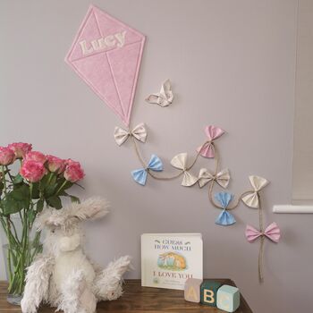 Cream Blue Pink Unisex Personalised Kite Nursery Decor, 8 of 12