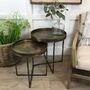 Vintage Brass Bronze Round Tray Nesting Tables Set Two, thumbnail 1 of 2