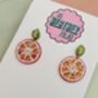 Grapefruit Glitter Resin Statement Earrings /Gift For Gin Lovers / Boozy Brunch Gift / Exotic Holiday Earrings, thumbnail 2 of 5