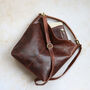Leather Shoulder Bag, Brown, thumbnail 3 of 6