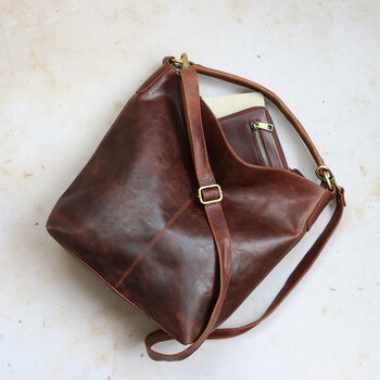 Leather Shoulder Bag, Brown, 4 of 7