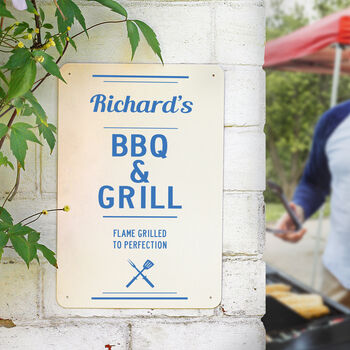 Personalised Bbq And Grill Metal Sign, 8 of 9