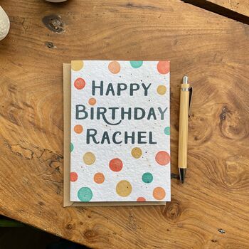Spotty Personalised Birthday Card Plantable Or Standard, 2 of 5