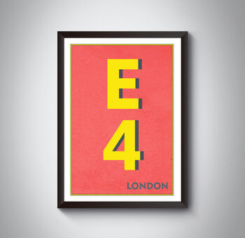 E4 Waltham Forrest London Typography Postcode Print, 5 of 10