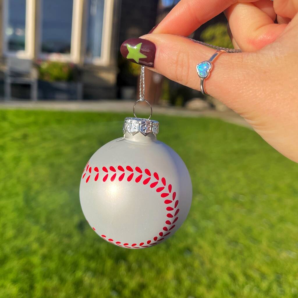 Christmas Cricket Ball Glass Bauble, 1 of 3