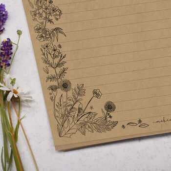 A4 Kraft Letter Writing Paper With Flower Border, 2 of 4