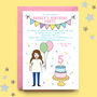 Personalised Girl With Balloon Party Invitations, thumbnail 1 of 3