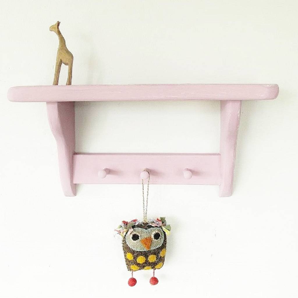Childrens Wooden Wall Shelf With Peg Rail, 1 of 3