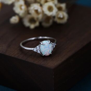 Delicate Oval Opal Ring In Sterling Silver, 8 of 12