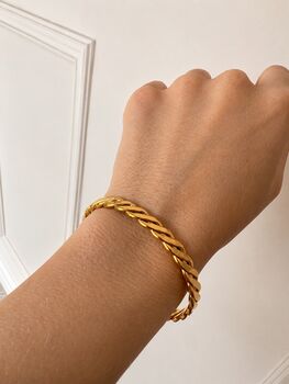 Woven Cuff 18k Gold Plated Waterproof Bracelet, 2 of 3
