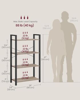 Four Tier Industrial Bookshelf Storage Unit, 2 of 7