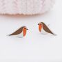 Red Robin Bird Stud Earrings In Sterling Silver, thumbnail 3 of 9