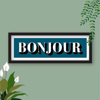 Bonjour Framed Typography Print, 10 of 10