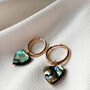 18k Gold Plated Abalone Shell Heart Hoop Earrings, thumbnail 1 of 3