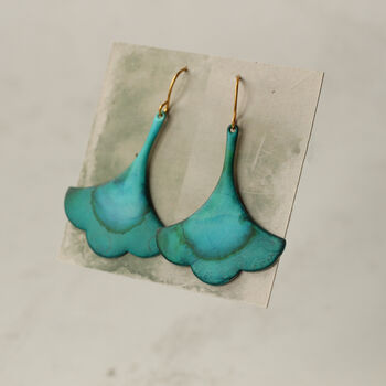 Verdigris Turquoise Art Nouveau Earrings, 4 of 6