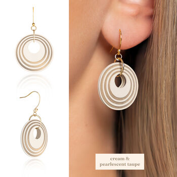 Geometric Circular Earrings • Gold Plated Sterling Silver Hooks • Available In Five Colours, 4 of 8