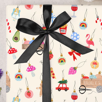 Three Sheets Cream Christmas Decorations Wrapping Paper, 2 of 2
