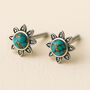 Sterling Silver Turquoise And Topaz Flower Stud Earrings, thumbnail 1 of 8