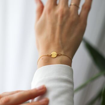 Personalised Birthflower Or Initial Disc Bracelet, 7 of 10