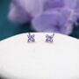Sterling Silver Amethyst Purple Cz Flower Stud Earrings, thumbnail 6 of 12